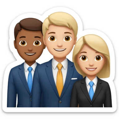 group of three people standing together, representing teamwork and unity, no text sticker