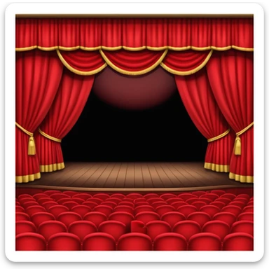 An emoji of a empty theatre stage with red curtains simple sticker