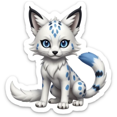 Cool edgy cute adorable hyper-realistic badass Serval-Lycanroc-Snow-Leopard-Absol-Fakémon-hybrid-creature (full body)  sticker