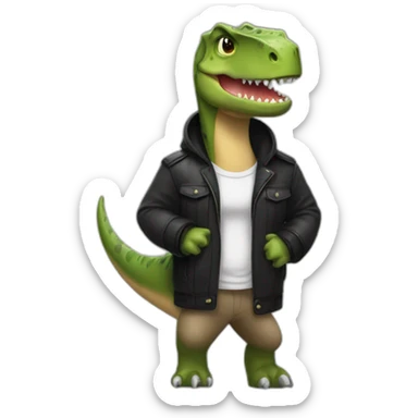 Dinossaur wearning a black jacket sticker
