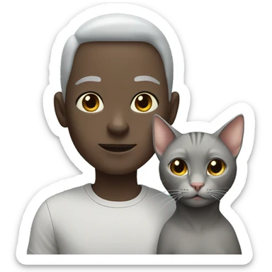 Grey cat girl and hairless cat boy sticker