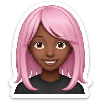 Black girl with long light pink wig sticker