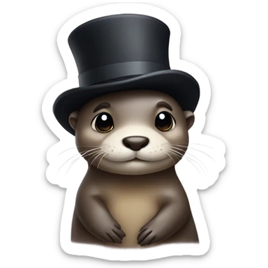 a cute otter with a little top hat sticker