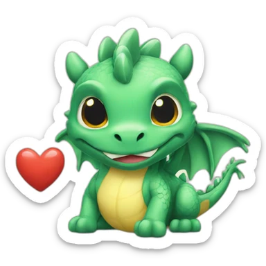 Sweet dragon with heart sticker