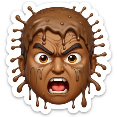 Indian man very dirty with brown slime. Angry screaming with rage sticker
