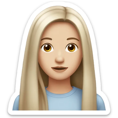 White girl brown eyes with long straight brown hair   sticker