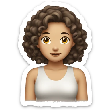 curly brown hair asian girl sticker