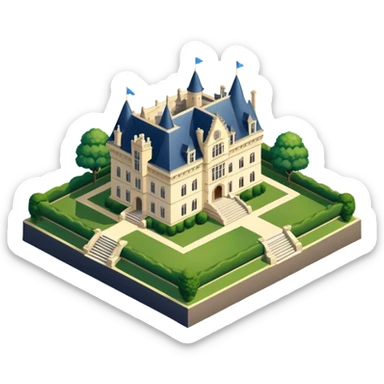 Oheka castle, isometric exterior  sticker