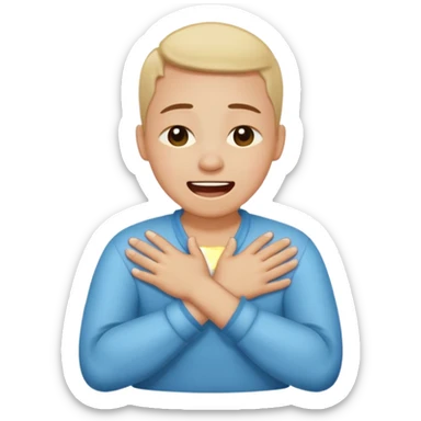 person holding neck crossed hands crying laughing  sticker