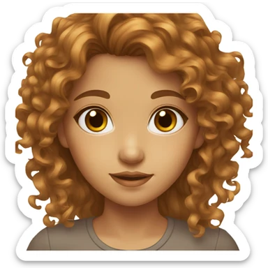 A girl with long brown curly hair ans hazel eyes sticker
