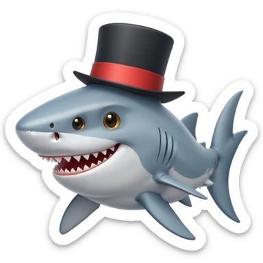 cartoon shark with a top hat sticker