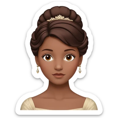 Cinematic Emma Darcyn Realistic Portrait, depicted with lifelike skin texture, subtle rosy undertones, and soft natural lighting that enhances the gentle contours of her face. Her intricately detailed brown hair is elegantly styled in an updo, sticker