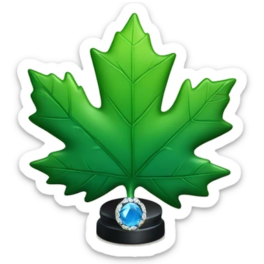 Green Maple Leaf Add a onyx gem trophy sticker