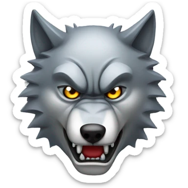 Angry robotic wolf head sticker