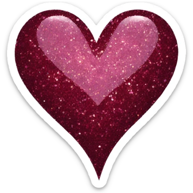 Burgundy heart glitter sticker