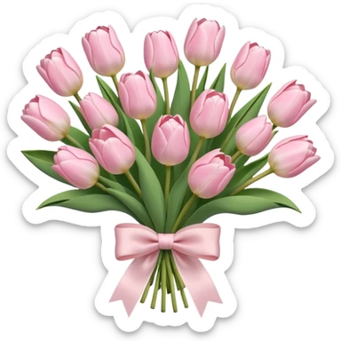 very pale pink tulips bouquet with light pink bow sticker