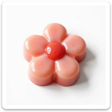 realistic flower-shaped candy with a glossy finish, isolated on a transparent background, no visible background sticker