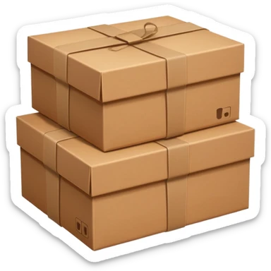 three brown paper boxes sticker