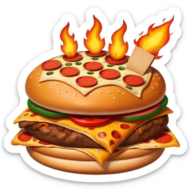 As una hamburguesa combinada con pizza y hoy fogata sticker