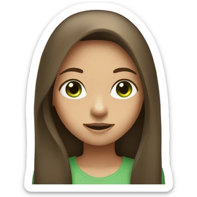 Clean Girl with brown long straight hair and green eyes  sticker