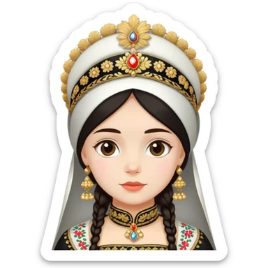 girl in russian costume and kokoshnik black sticker