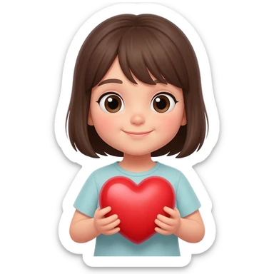 девочка держит сердечко в руках sticker