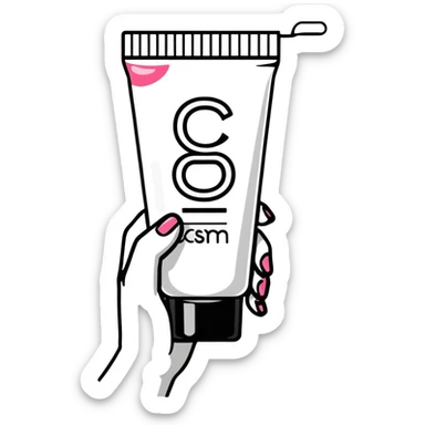 hand holding a beauty cream tube with a measurement mark sticker