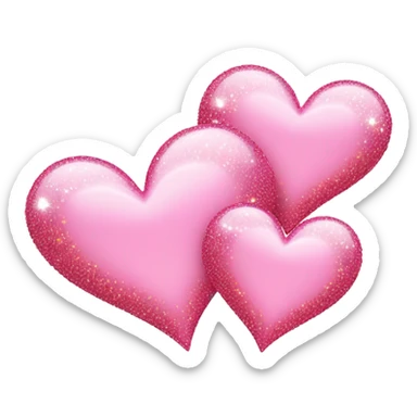 Three light pink hearts one smaller than the other with sparkles  sticker