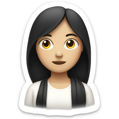 young white girl with black hair meditating sticker