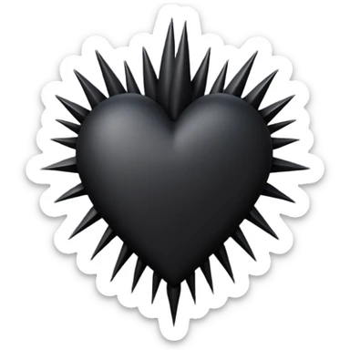 gothic black heart with organic black spikes sticker