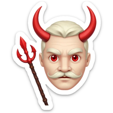 human colored demon with mustache and Trident sticker
