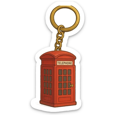 ghibli style London red phone box keyring sticker