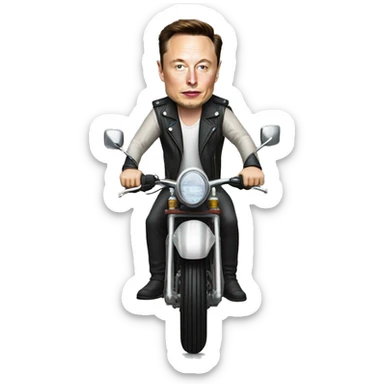 elon musk on a motorbike sticker