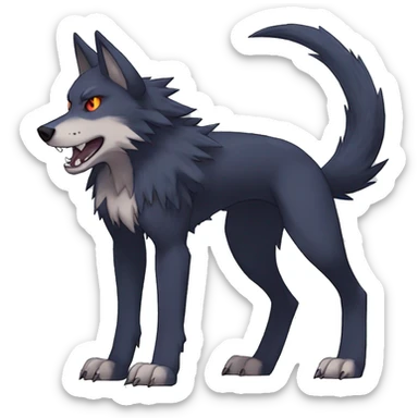 Edgy Colorful Digimon-Fakemon-Wolf full body sticker