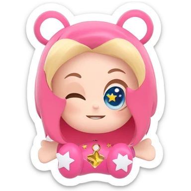 chibi girl with star smile sticker