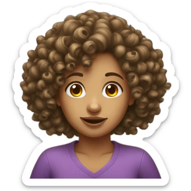 Curly hair girl with big nose sticker