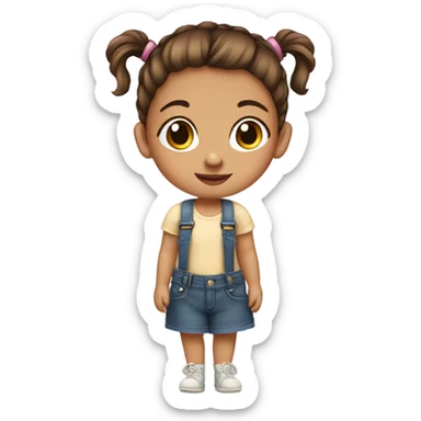 baby girl with brown hair and ponytails sticker
