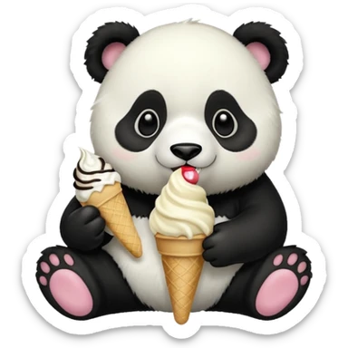 panda eating desert sticker