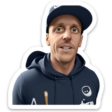 casual guy in baseball cap sticker