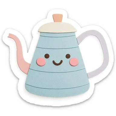 pour-over kettle, full body, blushing cheeks, soft pastel colors sticker