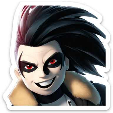 smiling boy with red eyes sticker