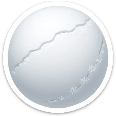 slightly irregular light snowball flying with soft flowing trail of snow and air, clean minimal iOS emoji style with soft shadows subtle highlights sticker