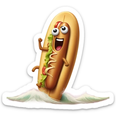 Glizzy with googly eyes surfing  sticker