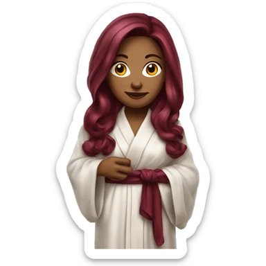 Beautiful tattooed burgundy long haired woman in silk robe sticker