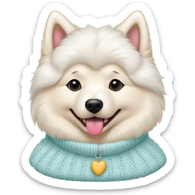 cute 
Samoyed tongue hanging out sitting 
 in a cute pastel sweater sticker