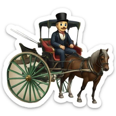 a man sits in a horse-drawn carriage from Russia in the 19th century sticker