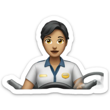 female bus driver at wheel sticker