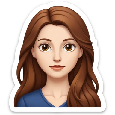 white Woman with long brown hair sticker