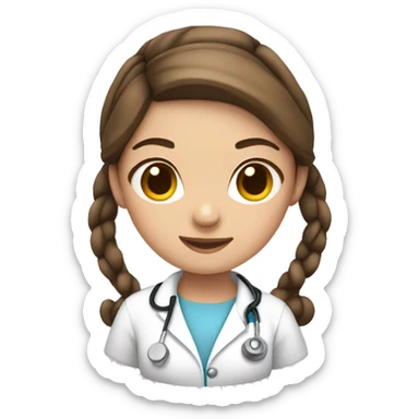 Nurse Beautiful Girl,brown hair in two pig tails sticker