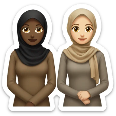 Two friends women in hijab black and brown beige  sticker